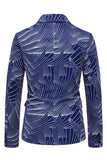 Notched Lapel Grey Blue One Button Men's Prom Blazer