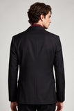 Peak Lapel Black One Button Embroideried Men's Prom Blazer
