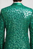 Sequins One Button Notched Lapel Peacock Green Men's Prom Blazer