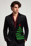 Glitter Notched Lapel One Button Black Men's Prom Blazer