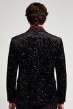 Glitter Notched Lapel One Button Black Men's Prom Blazer