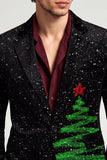 Glitter Notched Lapel One Button Black Men's Prom Blazer