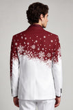 Single Breasted Red White Notched Lapel Christmas Printed Men's Prom Blazer