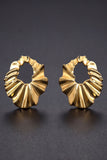 Gold Wavy Ruffled Open Hoop Statement Earrings
