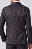 Black Jacquard 3 Pieces Shawl Lapel Single-breasted Men's Formal Suits