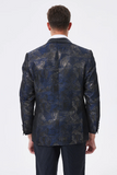 Dark Navy Jacquard Shawl Lapel Men's Formal Blazer