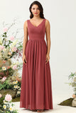 Desert Rose Spaghetti Straps Mermaid Open Back Bridesmaid Dress