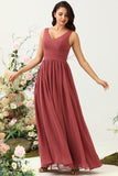 Desert Rose Spaghetti Straps Mermaid Open Back Bridesmaid Dress