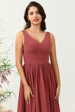 Desert Rose Spaghetti Straps Mermaid Open Back Bridesmaid Dress