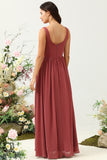 Desert Rose Spaghetti Straps Mermaid Open Back Bridesmaid Dress