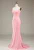 Load image into Gallery viewer, Blush Pink Mermaid Sweetheart Satin Long Bridesmaid Dress