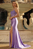Lavender Corset Mermaid Prom Dress with Slit
