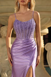 Lavender Corset Mermaid Prom Dress with Slit
