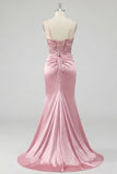Blush Ruched Mermaid Sequin Long Prom Dress