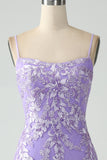 Mermaid Lilac Spaghetti Straps Long Formal Dress with Appliques