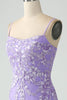 Load image into Gallery viewer, Mermaid Lilac Spaghetti Straps Long Formal Dress with Appliques