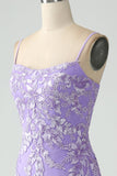 Mermaid Lilac Spaghetti Straps Long Formal Dress with Appliques