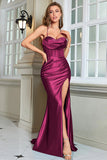 Dark Green Mermaid Spaghetti Straps Long Formal Dress With Slit