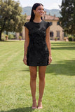 Yellow Round Neck Bodycon Homecoming Dress with 3D Flowers