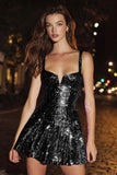 Sparkly Purple A Line Sequin Short Cocktail Dress