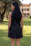 Hot Pink High Neck A-Line Short Formal Dress with 3D Flowers