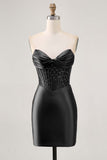 Sparkly Fuchsia Corset Bodycon Short Cocktail Dress with Beading