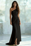 Ivory Sheath One Shoulder Ruched Long Formal Dress