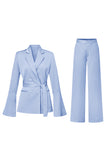 Champagne Double Breasted 2 Piece Women's Suits with Belt