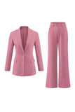 Black Notched Lapel 2 Piece Women's Work Suits with Pockets