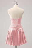 Fuchsia A-Line Sweetheart Corset Short Cocktail Dress