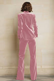 2 Piece Plum Velvet Peak Lapel Single Breasted Women's Suits