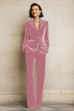 2 Piece Plum Velvet Peak Lapel Single Breasted Women's Suits