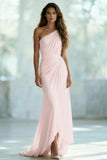 Ivory Sheath One Shoulder Ruched Long Formal Dress