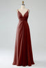 Load image into Gallery viewer, Dusty Sage A-Line Spaghetti Straps Pleated Chiffon Long Bridesmaid Dress