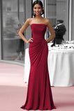 Coffee Jersey Sheath Strapless Ruched Gala Dress