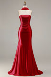 Strapless Mermaid Sparkly Champagne Satin Beaded Convertible Long Formal Dress