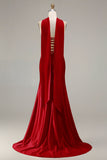 Strapless Mermaid Sparkly Champagne Satin Beaded Convertible Long Formal Dress