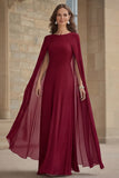 Navy Mermaid Chiffon Long Mother of the Bride Dress with Cape