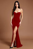 Black Crepe Sweetheart Long Mermaid Formal Dress with Slit