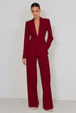 2 Piece Ivory Peaked Lapel Women's Business Suits with Pockets
