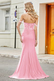 Fuchsia Mermaid Off The Shoulder Long Formal Dress with Sequins