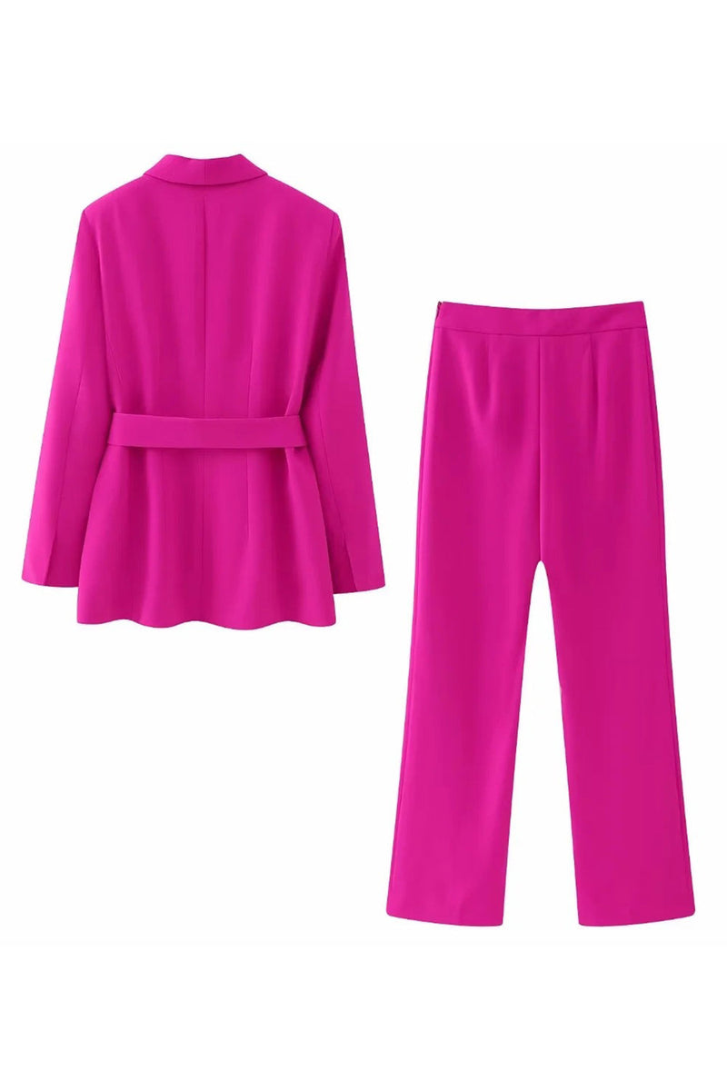 Load image into Gallery viewer, Fuchsia 2 Piece Shawl Lapel Women Suits
