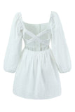 White Long Sleeves Short Little Graduation Dress