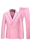 Hot Pink Double Breasted 2 Piece Formal Men Suits