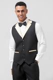 Black and Champagne Shawl Lapel  3 Piece Slim Fit Men's Prom Suits