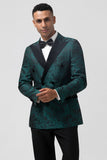 Dark Green Jacquard Peak Lapel 2 Pieces Men's Formal Suits