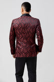 Red 2 Pieces Jacquard Shawl Lapel Men's Formal Suits