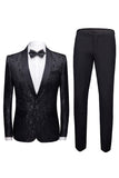 Red 2 Pieces Jacquard Shawl Lapel Men's Formal Suits