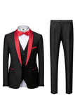 Black Shawl Lapel Three-Pieces Men's Suits