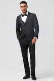 Black Shawl Lapel 3-Pieces Slim Fit Men's Wedding Suits